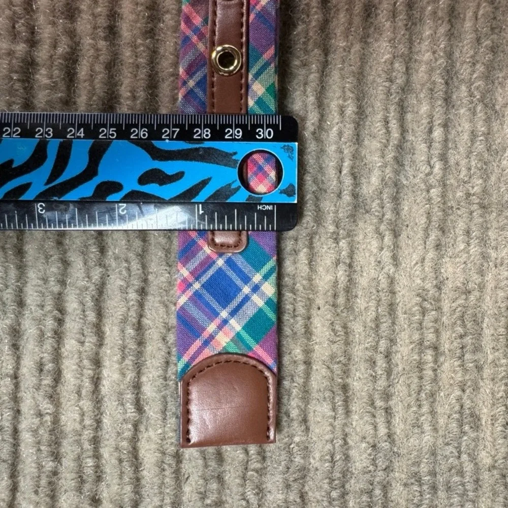 NWT Talbots Outlet Womens Plaid Cotton Belt Brown Buckle Multi Color Size Medium